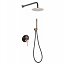 Conjunto de ducha monomando empotrado Milos Stick negro oro rosa de Imex